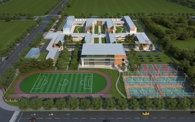 现代学校鸟瞰规划3D模型下载